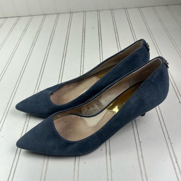 Michael Kors Classic Women's Navy Suede Pointed-Toe Kitten Heels Women’s Size 8M - Picture 10 of 10